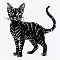 Obraz premium Abyssinian Silhouette White background illustration. Generative Ai