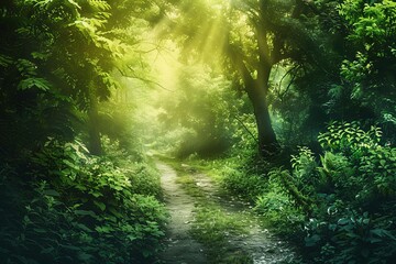 Fototapeta premium Overlay of a patient's journey and a lush forest, symbolizing vitality.