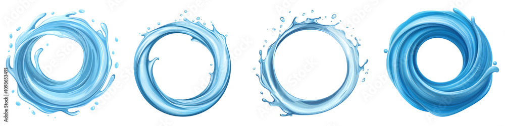 Poster abstract blue wave elements on transparent background transparent background