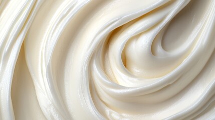 Obraz premium a close up of a white whipped cream on a white background, creating a smooth and creamy texture