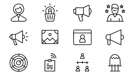 Fototapeta premium A Collection of Modern Line Icons for Social Media, Communication, and Networking, Perfect for Logos, Shapes design, Vector Art EPS Format.