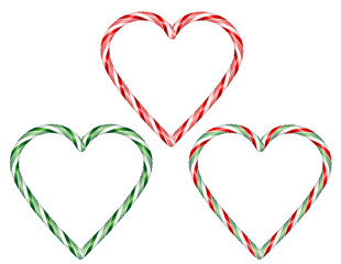 Candy Cane Hearts, red and white Peppermint, green and white Spearmint, red and green Wintergreen. Sweet tooth treat for Christmas picture frames, tree toppers, decoration for presents, holiday decor.