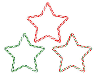 Candy Cane Stars, red and white Peppermint, green/white Spearmint, red/green Wintergreen. Sweet tooth treat for Christmas tree toppers, picture frames, decoration for cards, presents, holiday decor.