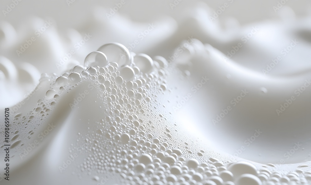 Poster foam gradient effect, a smooth gradient of white soapy foam with varying bubble sizes