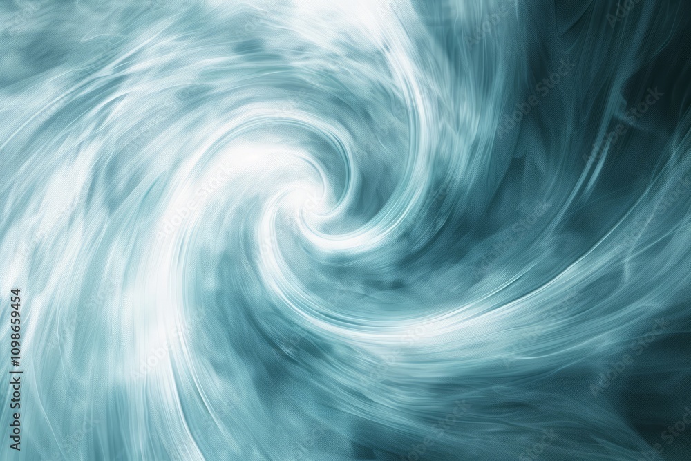 Poster dynamic abstract swirl in blue and white, creating a sense of motion and energy.