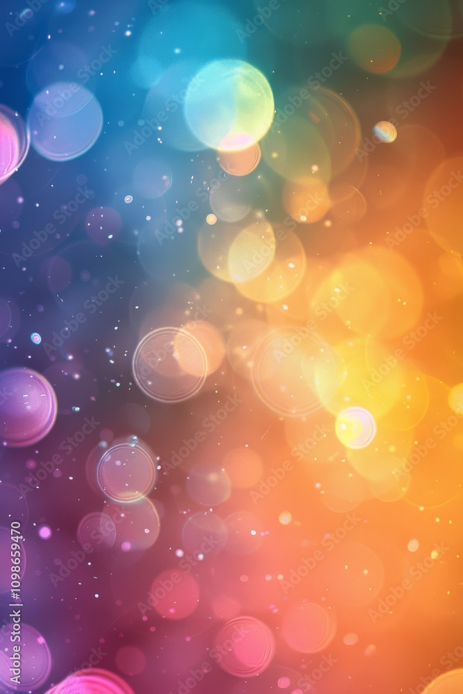 Poster colorful abstract bokeh background with glowing circles, perfect for creative design and artistic pr