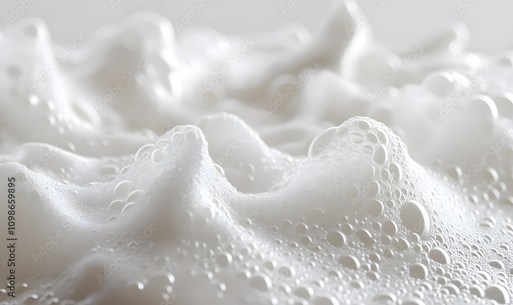 Poster foam gradient effect, a smooth gradient of white soapy foam with varying bubble sizes