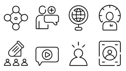 Fototapeta premium A Collection of Modern Line Icons for Social Media, Communication, and Networking, Perfect for Logos, Shapes design, Vector Art EPS Format.