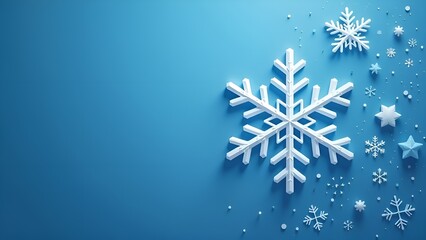 White snowflakes on a light blue background