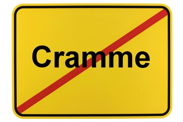 Illustration eines Ortsschildes der Gemeinde Cramme in Niedersachsen