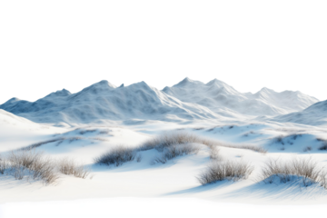 snowy steppe with mountains png isolated on transparent background