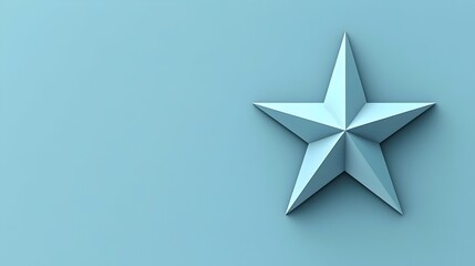 Obraz premium A three-dimensional star in soft blue tones, featuring sharp edges and a modern design, set against a smooth, light blue backdrop, evoking a sense of tranquility and creativity.