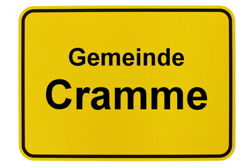 Illustration eines Ortsschildes der Gemeinde Cramme in Niedersachsen