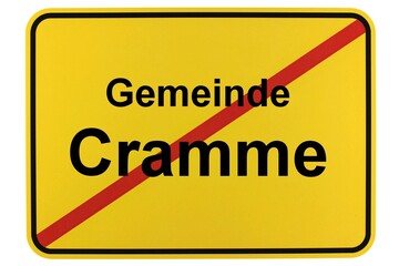 Illustration eines Ortsschildes der Gemeinde Cramme in Niedersachsen