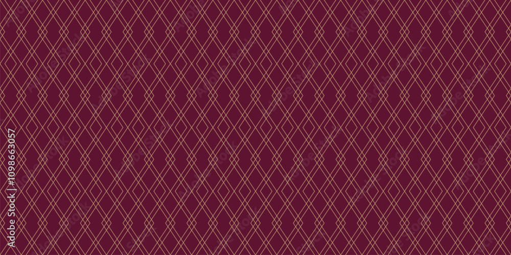 Wall mural abstract linear geometric seamless pattern. gold and maroon minimal vector background. simple golden