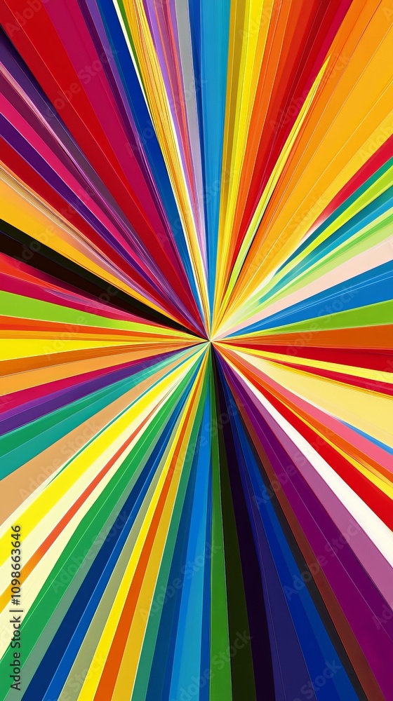 Aufkleber dynamic abstract art featuring vibrant, multicolored lines radiating from a central point, creating 