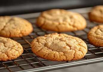 Freshly baked cookies on a cooling rack