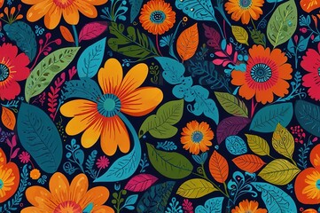 Funky floral illustration background