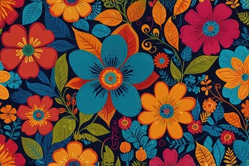 Funky floral illustration background