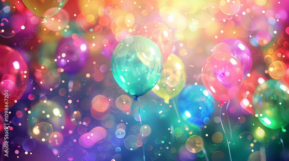 Poster a bunch of colorful balloons are floating in the air, creating a festive and joyful atmosphere. the 
