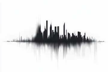 Fototapeta premium Skyline silhouette represented as sound waves in an abstract composition