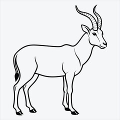 Fototapeta premium Addax line art White background illustration Generative Ai