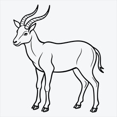 Fototapeta premium Addax line art White background illustration Generative Ai