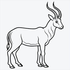 Obraz premium Addax line art White background illustration Generative Ai