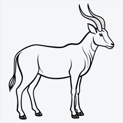 Fototapeta premium Addax line art White background illustration Generative Ai