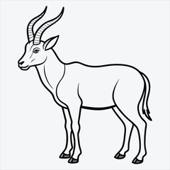 Fototapeta premium Addax line art White background illustration Generative Ai