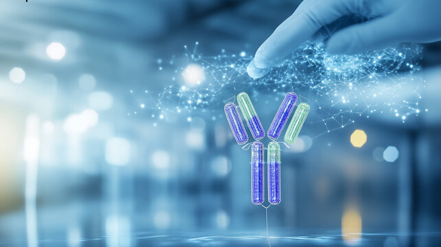 Darstellung eines Antik&ouml;rpers in moderner Laborumgebung