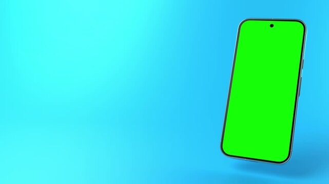 Android smartphone with crhoma key in front of blue backdrop. 4K phone mockup