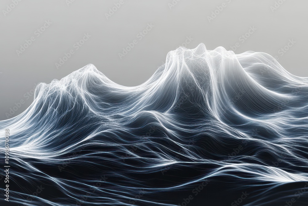 Aufkleber dynamic representation of waves with flowing currents in an abstract style