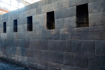 Inca wall built with large stone blocks, Inca religious architecture, Qoricancha.