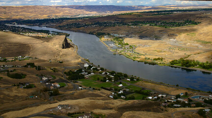 aerial photo from drone of swallows nest rock, the snake river, Hells Gate marina, Hells Gate Park...