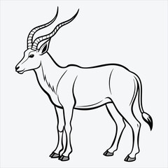 Fototapeta premium Addax Silhouette White background illustration. Generative Ai