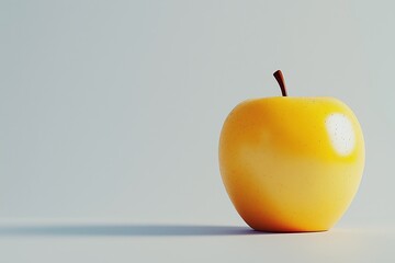Obraz premium Yellow apple on minimalist light background, simple and clean design