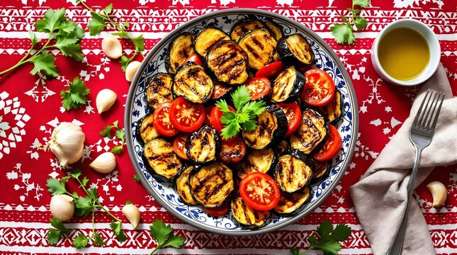 Uzbek Eggplant and Tomato Salad - Baqlajon Chuchuk (Uzbekistan Cuisine)