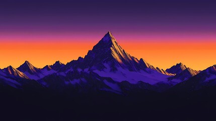 A minimalist mountain peak silhouetted against a storm-clouded sky.