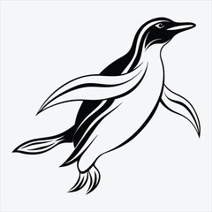 Fototapeta premium Adelie Penguin line art White background illustration Generative Ai