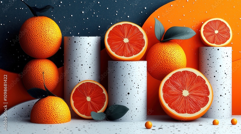 Poster creative background with geometric shapes create a bright composition.