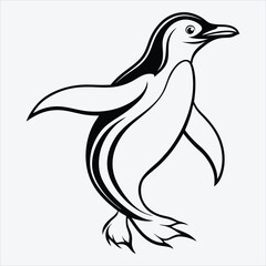 Obraz premium Adelie Penguin line art White background illustration Generative Ai