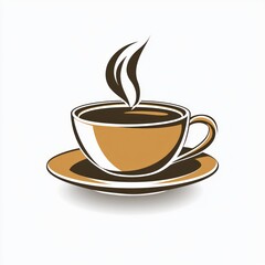 Obraz premium A stylized illustration of a steaming cup of coffee on a saucer.