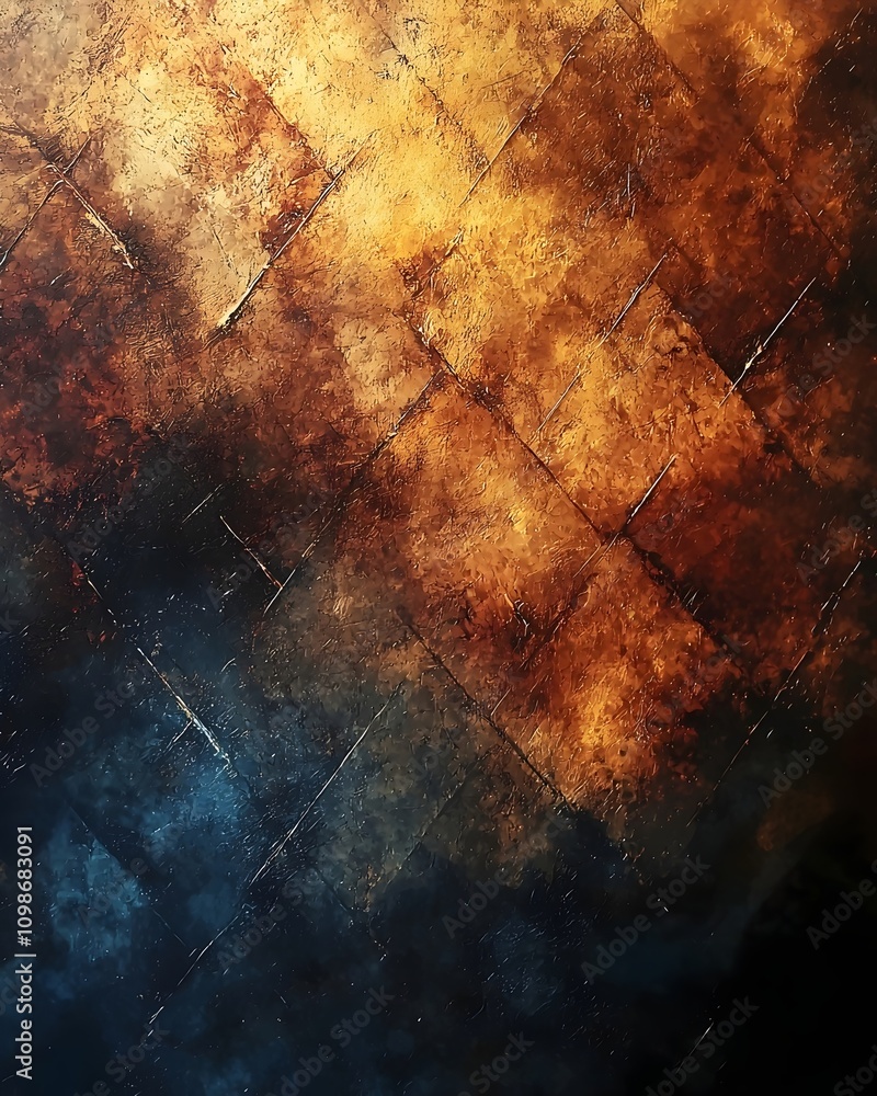 Poster an abstract textured background showcasing a blend of warm golden and cool blue tones. the surface f