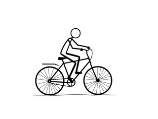 Obraz premium minimalist vector design of a stick figure riding a bicycle