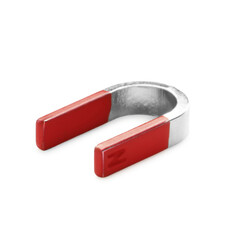 One metal horseshoe magnet isolated on white