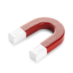 One metal horseshoe magnet isolated on white