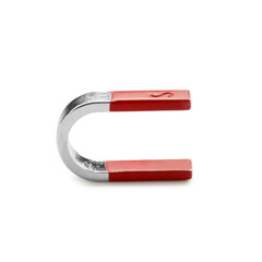 One metal horseshoe magnet isolated on white