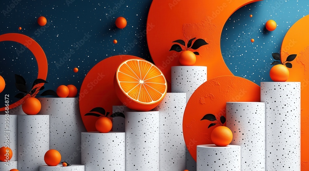 Aufkleber creative background with geometric shapes create a bright composition.