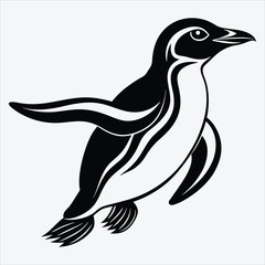 Obraz premium Adelie Penguin Silhouette White background illustration Generative Ai